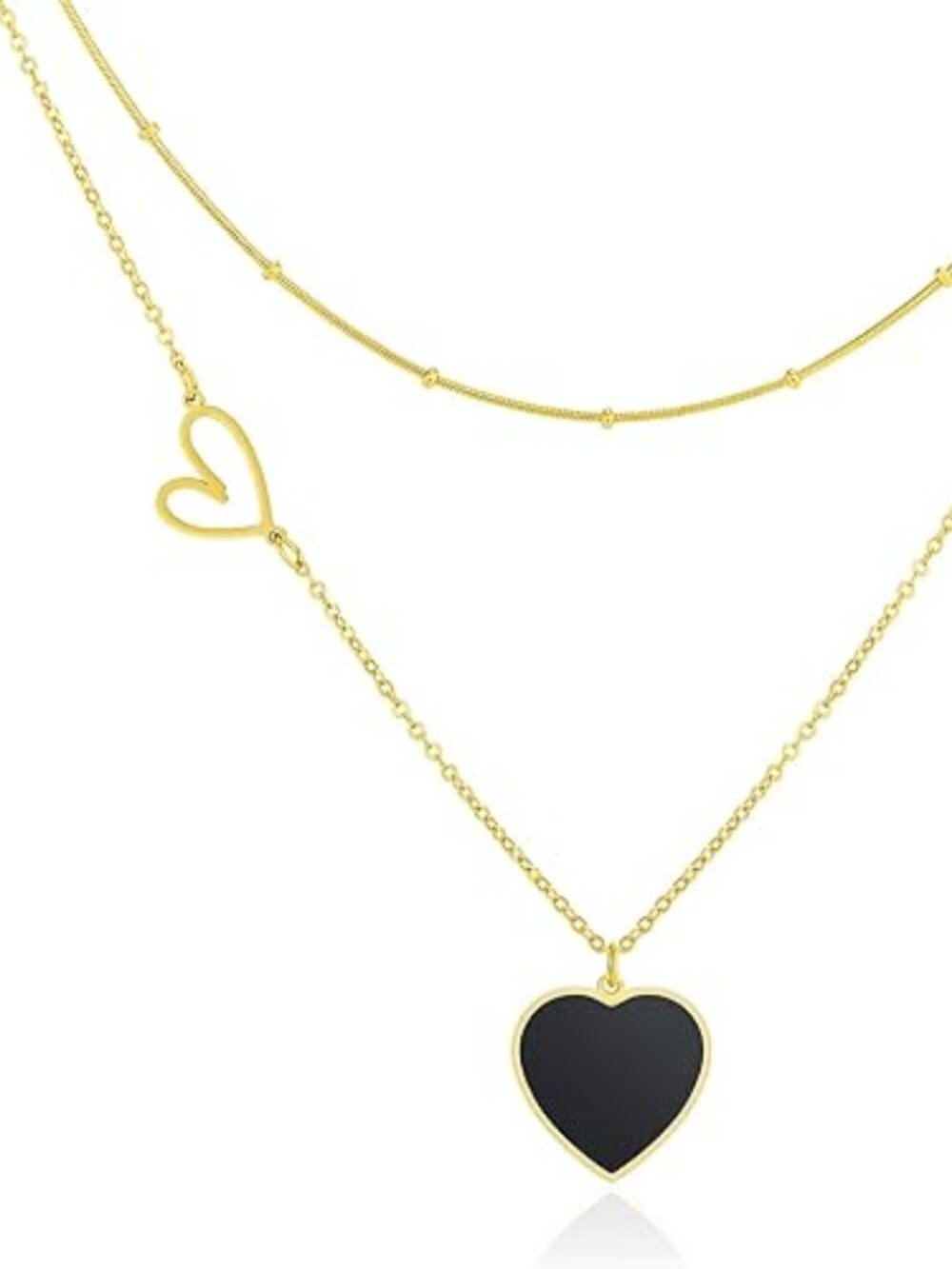 Layered Heart Choker Necklace Y2K Gold Silver Rose Gold Jewelry